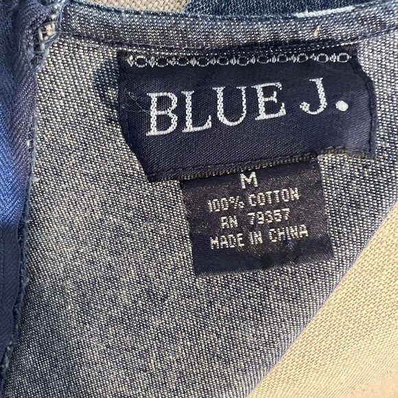 Blue J Denim Jean Jumper Dress Size Medium Fish Print Abstract Y2K Cotton VTG - Picture 9 of 9